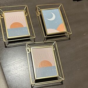 3 framed art, set of 3, 2 sun & 1 moon